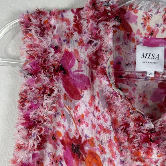 MISA Los Angeles Aurelie Pink Floral Midi Dress Sleeveless Gardenia Size S Boho - Picture 8 of 15